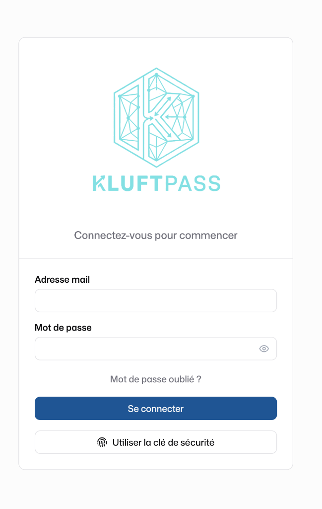 Aperçu du portail de connexion Kluftpass